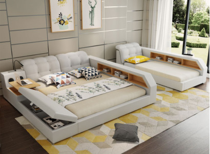 Design Leather Beds Hotel Double Storage Shelf 180x200 Multifunction s