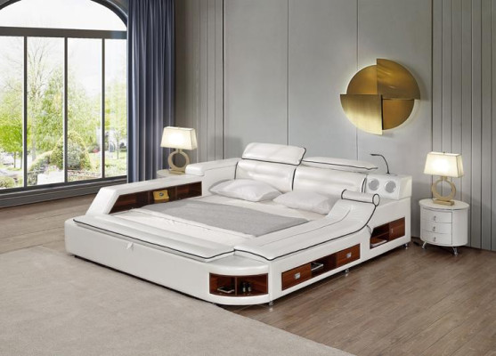 Beds Hotel 180x200cm Multifunction Shelf USB Design Bed xxl Big Leather