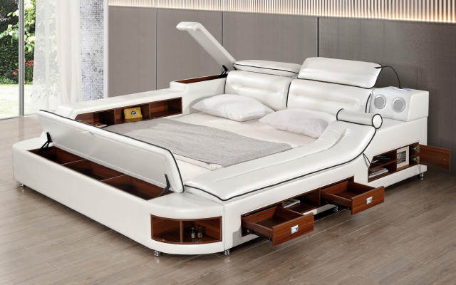 Design Leather Beds Hotel Double Shelf Massage Lounger Multifunction s Bed
