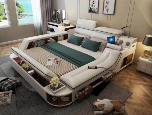 Multifunction Luxury Bed 180x200 Bed Leather Beds Bedroom Lounger