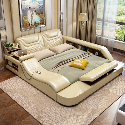 Bed Multifunction Shelf Wardrobe usb double beds charging station 180x200