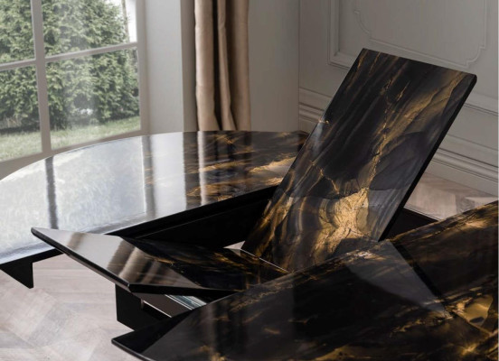 Column round table Dining table Table with 4x chairs Dining tables Furniture Wood 5 pieces.