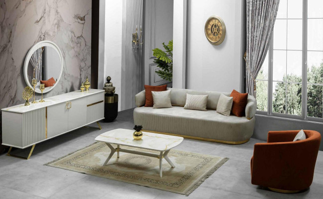 Living room Set Sofa Coffee table Three-seater Design Furniture Furnishings 2-piece