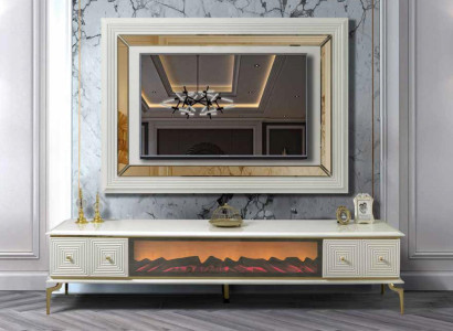 sideboard Wardrobe TV cabinet with fireplace Wall unit Set TV Panel stainless steel Luxury Furniture