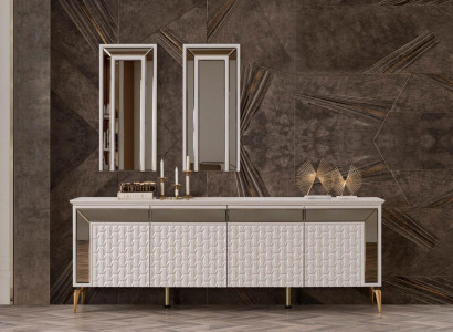 Luxury Sideboard White High-quality Chests of drawers Wardrobe 230cm 3-piece