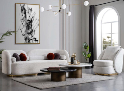 Luxury seating furniture Living room Suite 3+1 Coffee table 4 pieces. Sofa set