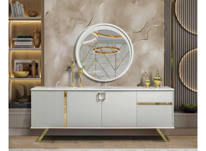 Sideboard Helle Chest of drawers xxl sideboard 220cm Chests of drawers Wardrobe Gold White
