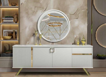 Sideboard Helle Chest of drawers xxl sideboard 220cm Chests of drawers Wardrobe Gold White