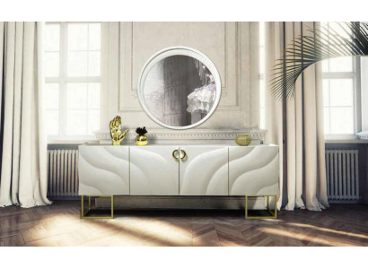 xxl Sideboard Luxury Sideboard Wardrobe with Mirror 220cm Lowboard Chest of drawers