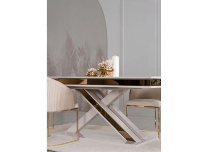 X Legs Dining table Column table Luxury Tables White Gold Table Furniture Wood
