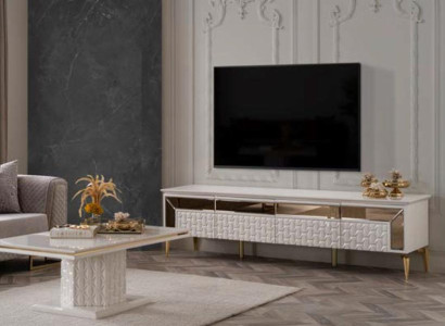 TV-cabinet Sideboard White Living room Wardrobe tv 220cm Stand TV-cabinet Furniture Wood