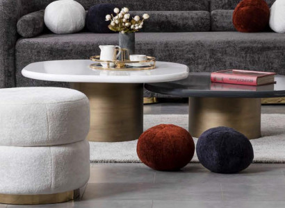 Designer Coffee table 2x White and Black Modern Style for Living room Model