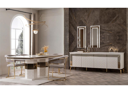 Bonzen Dining room Set Suite Dining table 4x Chair Table Chest of drawers Mirror 7pcs