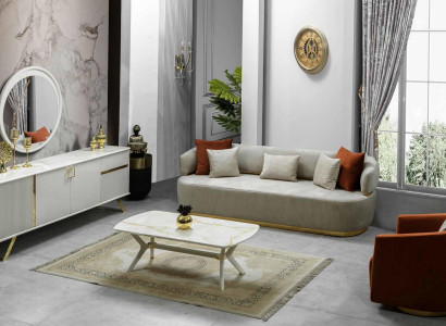 Living room Couch Sofa set Sofa Furniture Sideboard Wall unit Wood 4pcs.