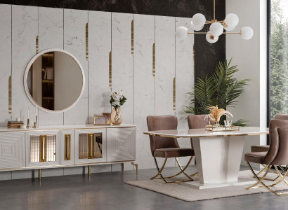 Luxury Dining room Dining set Dining table Set Dining set Table Chairs Chest of drawers 7 pieces