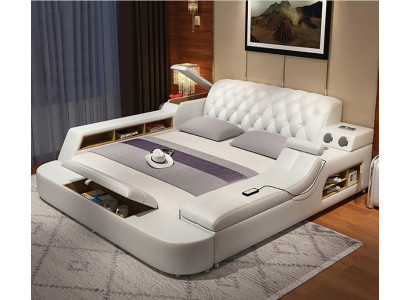 Design Multifunction Bed XXL Big Beds Leather Hotel Upholstery 150x200cm