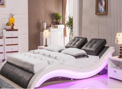 Luxury Bed Design Beds Digital LED Bedroom Furniture Leather Double
