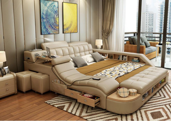 Multifunction Beds Luxury Leather Bed Upholstery Modern Hotel Massage Function new