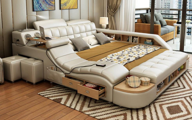 Multifunction Beds Luxury Leather Bed Upholstery Modern Hotel Massage Function new
