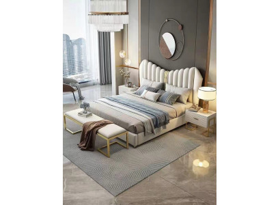 Modern Luxury Beds Upholstery Leather Textile High Quality Bedroom Bed