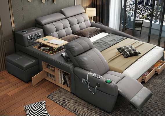Multifunction Deluxe Beds Massage Function Bed Hotel Upholstery Led usb Radio