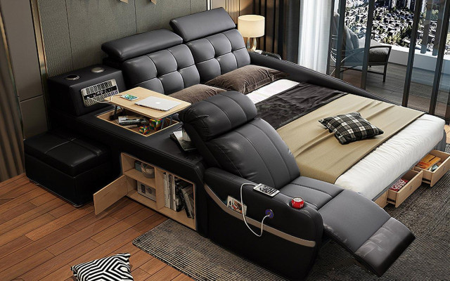 Multifunction Deluxe Beds Massage Function Bed Hotel Upholstery Led usb Radio