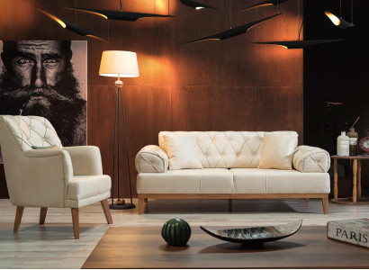 Sofa set Suite Sofas Sofa Armchair three-seater 3+1 Seater beige