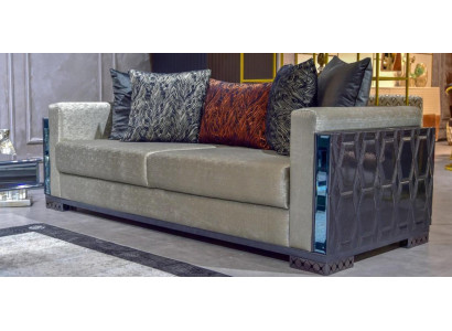 Three-seater luxury sofa 3 Seat Sofas Seat Design brown Metal with Textile