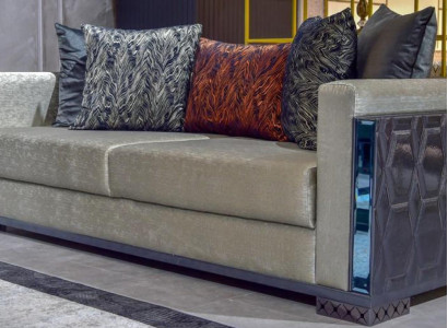 Three-seater luxury sofa 3 Seat Sofas Seat Design brown Metal with Textile