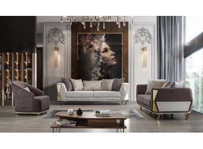 Suite Sofa set 3+3+1 Seater Sofa Armchair Sofas Modern Brown new