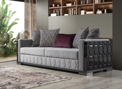 Luxury Sofa Three Seater 3 Seat Sofas Gray Living room Couch Fabric Design