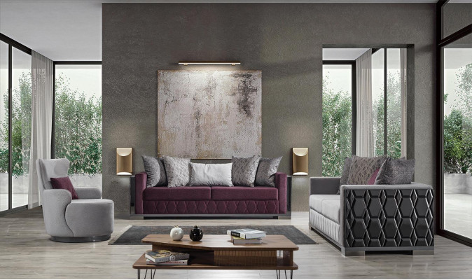 Luxury Sofa Three Seater 3 Seat Sofas Gray Living room Couch Fabric Design