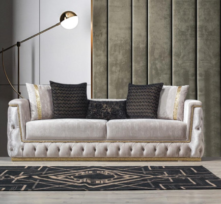 Three Seater Luxury Sofa 3 Seater Sofas Seat Design Couch Furniture new Beige