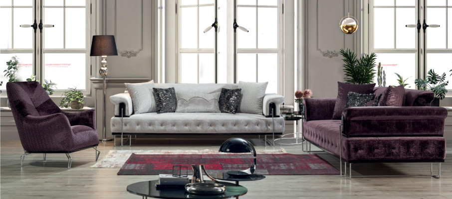 Upholstery Furniture Three Seater Sofa 3 Seater Couches White Metal with Textile