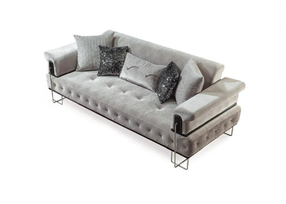 Upholstery Furniture Three Seater Sofa 3 Seater Couches White Metal with Textile