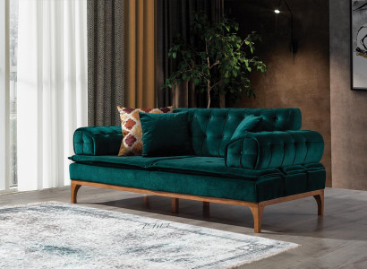 Luxury Sofa 3 Seater Sofas Seat Fabric Design Furniture Style Textile new green