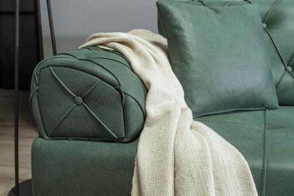 Chesterfield Sofa 3 Seat Couches Three Seater Green new Textile Wood 220cm