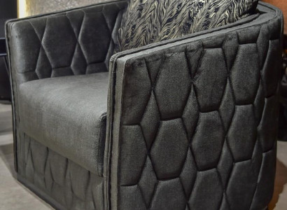 Luxury Single Seater Armchair Gray Upholstery Relax Furniture new Metal Textile