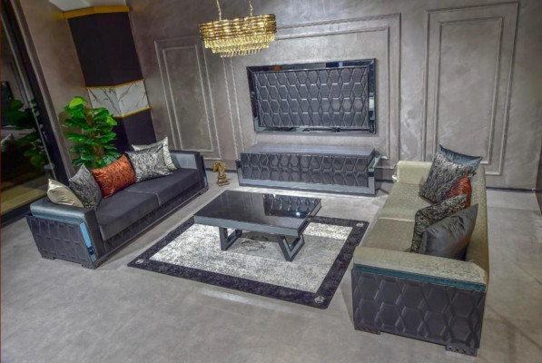 Luxury Single Seater Armchair Gray Upholstery Relax Furniture new Metal Textile