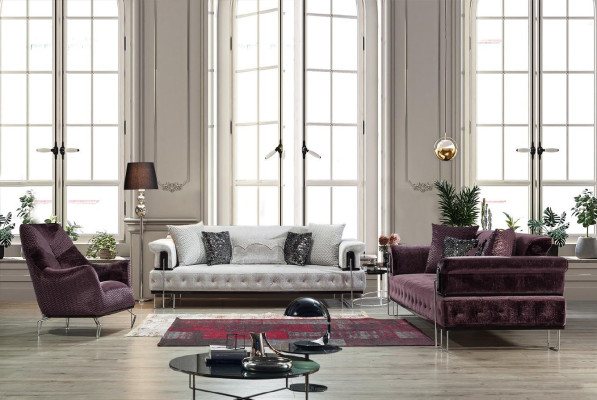 Armchair Single Seater Upholstery Seat Designer Seat Fabric Modern Purple