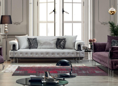 Luxury Suite Sofa set 3+3+1Seat Sofa Sofas Armchair Wood with Metal