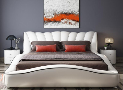 Luxury Double Bedroom Wood Textile Beds 180x200 Bed Classic