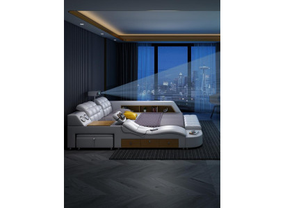Bed Multifunction Beds tv projector usb led massage function hotel luxury