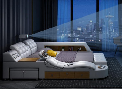 Bed Multifunction Beds tv projector usb led massage function hotel luxury