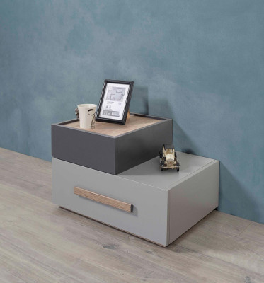 Youth Room Set Gray Bed Bedside table Wardrobe Design new 4-piece.