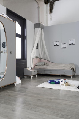 Bed Bedside table Bedroom Set Designer Luxury Beds Complete 2 pcs.