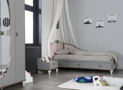 Bed Bedside table Bedroom Set Designer Luxury Beds Complete 2 pcs.