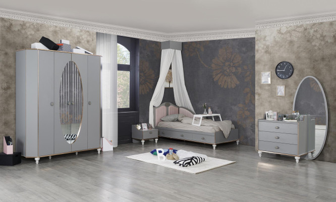 Bed Bedside table Bedroom Set Designer Luxury Beds Complete 2 pcs.
