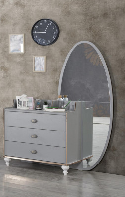 Chest of drawers with Mirror Wood Chests of drawers Furniture Wardrobe Bedroom Gray new