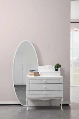 Chest of drawers with Mirror Youth Room Furniture Design new Wood White Color